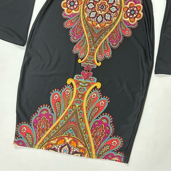 Venus Black V Neck Bell Sleeve Plunging Dress XS - Picture 6 of 13